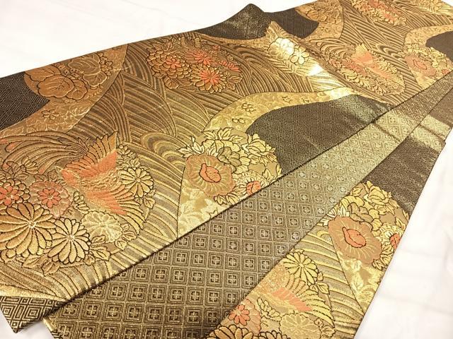 平和屋着物◎佐賀錦　六通柄袋帯　鳳凰花文　金糸　正絹　逸品　AABJ0460yx