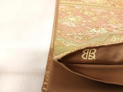 平和屋着物◎西陣　服部織物謹製　六通柄袋帯　道長文　金糸　正絹　逸品　AABJ0469yx