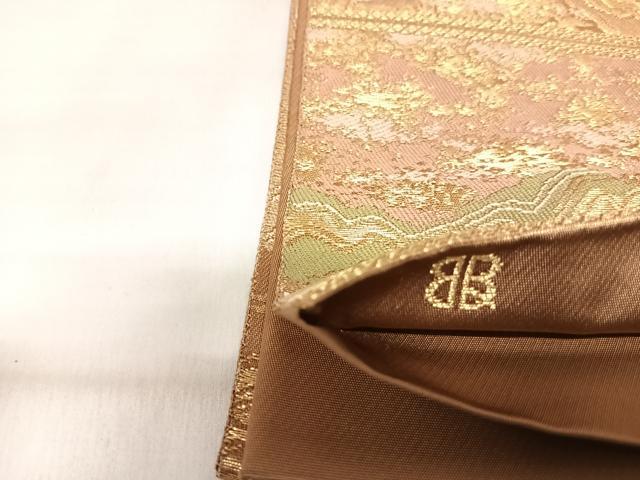 平和屋着物◎西陣　服部織物謹製　六通柄袋帯　道長文　金糸　正絹　逸品　AABJ0469yx