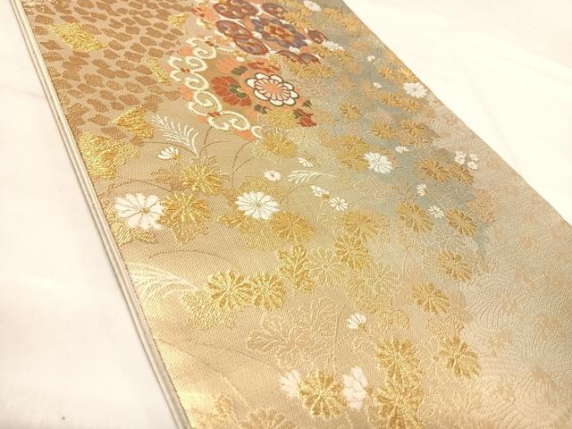 平和屋着物◎六通柄袋帯　唐織　正倉院花文　金糸　正絹　逸品　AABJ0470yx