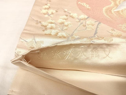 平和屋着物◎六通柄袋帯　唐織　琳派流水鶴文　金糸　正絹　逸品　AABJ0473yx