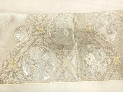 平和屋着物◎六通柄袋帯　唐織　花丸文　金銀糸　正絹　逸品　AABJ0474yx