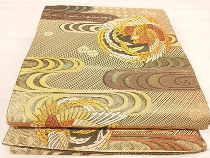 平和屋着物◎佐賀錦　六通柄袋帯　鳳凰丸文　金銀糸　正絹　逸品　AABJ0476yx