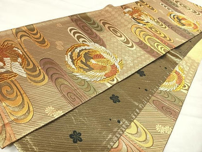 平和屋着物◎佐賀錦　六通柄袋帯　鳳凰丸文　金銀糸　正絹　逸品　AABJ0476yx