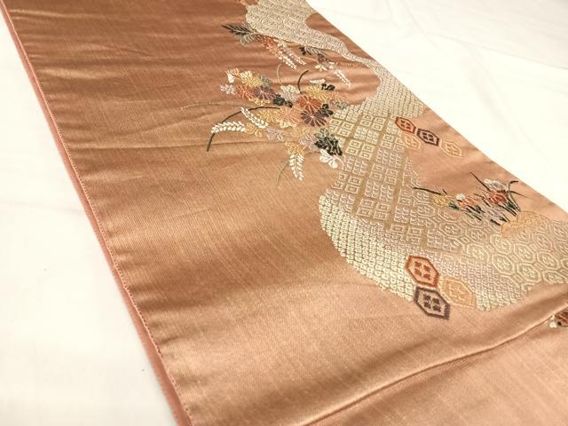 平和屋着物◎六通柄袋帯　唐織　吉祥花文　霞摺箔　正絹　逸品　AABJ0491yx