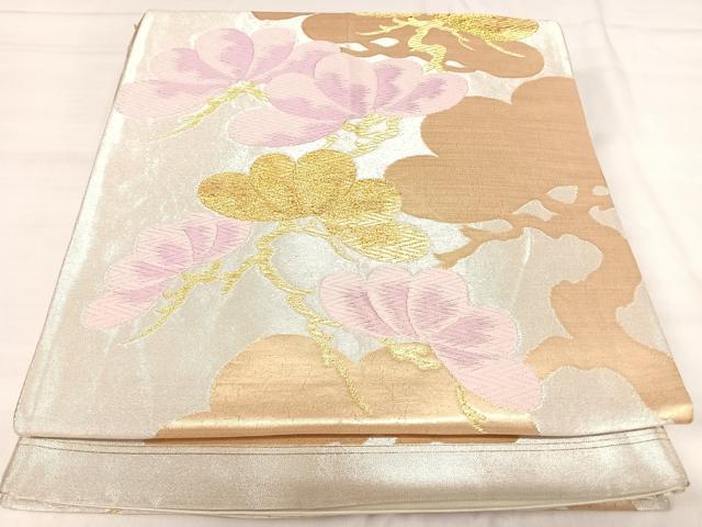 平和屋着物◎六通柄袋帯　唐織　枝松文　金銀糸　正絹　逸品　AABJ0492yx