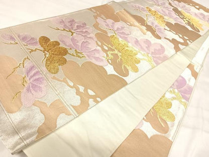 平和屋着物◎六通柄袋帯　唐織　枝松文　金銀糸　正絹　逸品　AABJ0492yx