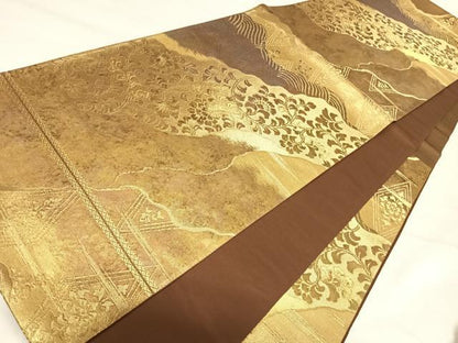 平和屋着物◎六通柄袋帯　更紗唐草文　金糸　引箔　正絹　逸品　AABJ0500yx