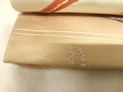 平和屋着物◎六通柄袋帯　草花文　金銀糸　正絹　逸品　AABJ0501yx
