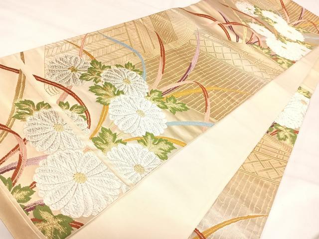 平和屋着物＊夏物 六通柄袋帯 菱花丸文 金銀糸 正絹 逸品