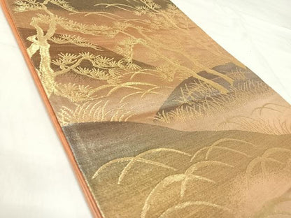 平和屋着物◎六通柄袋帯　樹林芝文　金銀糸　正絹　逸品　AABJ0503yx