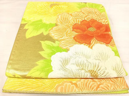 平和屋着物◎六通柄袋帯　唐織　草花文　金銀糸　正絹　逸品　AABJ0504yx