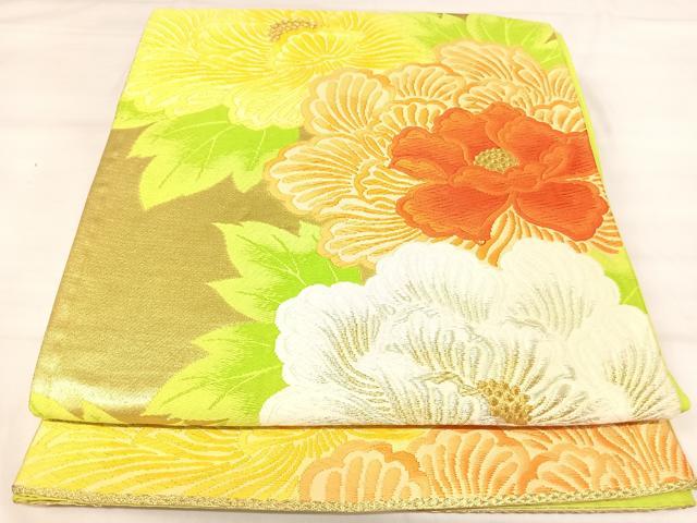 平和屋着物◎六通柄袋帯　唐織　草花文　金銀糸　正絹　逸品　AABJ0504yx
