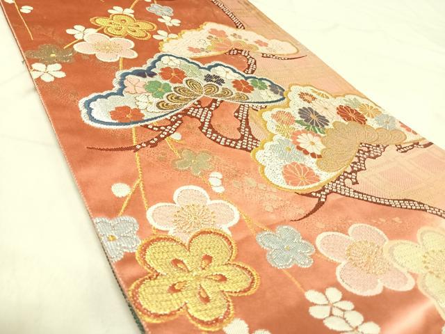 平和屋着物◎両面六通柄袋帯　唐織　源氏松小袖　金銀糸　正絹　逸品　AABJ0513yx