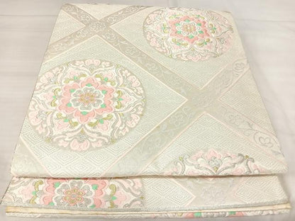 平和屋着物◎六通柄袋帯　唐織　花丸文　金銀糸　正絹　逸品　AABJ0514yx