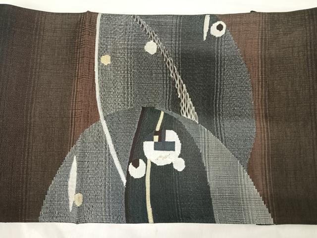 平和屋着物◎太鼓柄袋帯　すくい織　幾何学文様　金糸　正絹　逸品　AABJ0515yx