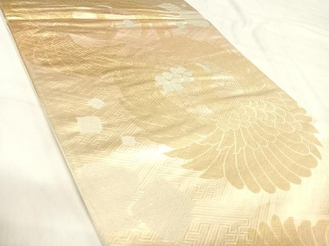 平和屋着物◎全通柄袋帯　鶴丸文　金糸　正絹　逸品　AABJ0519yx