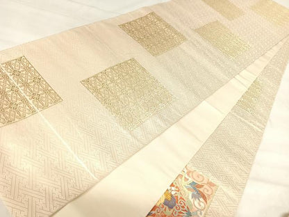 平和屋着物◎太鼓柄袋帯　唐織　桐　鶴　金糸　正絹　逸品　AABJ0525yx