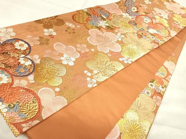 平和屋着物◎六通柄袋帯　唐織　源氏梅　羽衣　金糸　正絹　逸品　AABJ0526yx