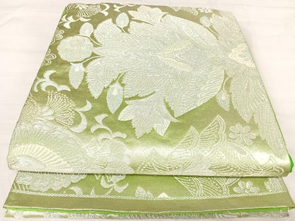 平和屋着物◎六通柄袋帯　更紗花文　銀糸　正絹　逸品　AABJ0532yx