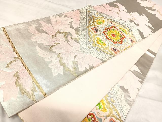 平和屋着物◎六通柄袋帯　唐織　正倉院花文　金銀糸　正絹　逸品　AABJ0535yx