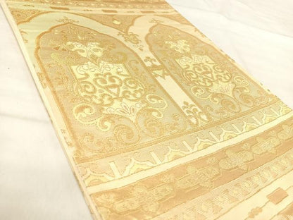 平和屋着物◎六通柄袋帯　洋花文　金糸　正絹　逸品　AABJ0539yx