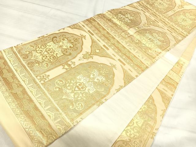 平和屋着物◎六通柄袋帯　洋花文　金糸　正絹　逸品　AABJ0539yx