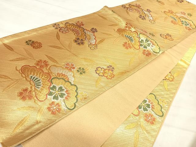 平和屋着物◎六通柄袋帯　花松文　金銀糸　正絹　逸品　AABJ0547yx