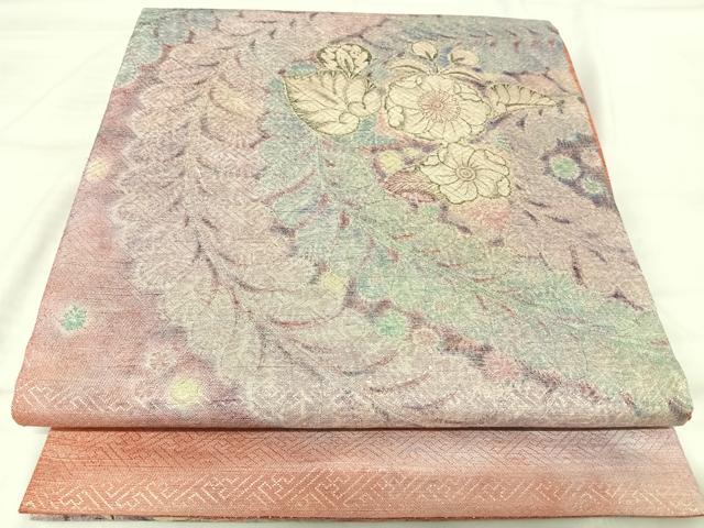 平和屋着物◎太鼓柄袋帯　辻が花　金糸　正絹　逸品　AABJ0555yx
