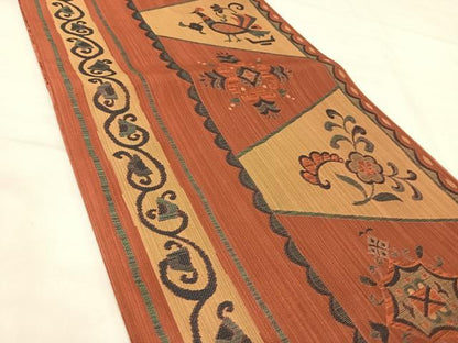 平和屋着物◎六通柄袋帯　大島好み　花鳥文　正絹　逸品　AABJ0560yx