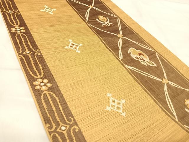 平和屋着物◎六通柄袋帯　楽山　花鳥文　正絹　逸品　AABJ0565yx