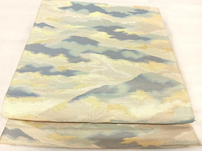 平和屋着物◎六通柄袋帯　遠山重ね文　金糸　三越扱い　正絹　逸品　AABJ0574yx