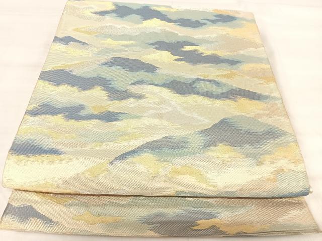 平和屋着物◎六通柄袋帯　遠山重ね文　金糸　三越扱い　正絹　逸品　AABJ0574yx