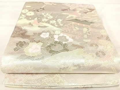 平和屋着物◎六通柄袋帯　唐織　平安の四季　プラチナ箔二重箔　正絹　逸品　AABJ0575yx