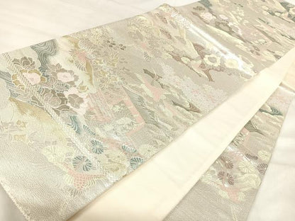 平和屋着物◎六通柄袋帯　唐織　平安の四季　プラチナ箔二重箔　正絹　逸品　AABJ0575yx