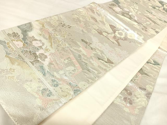 平和屋着物◎六通柄袋帯　唐織　平安の四季　プラチナ箔二重箔　正絹　逸品　AABJ0575yx