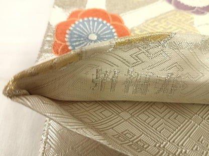 平和屋着物◎佐賀錦　六通柄袋帯　唐織　招福寿　亀甲文　金銀糸　正絹　逸品　AABJ0576yx