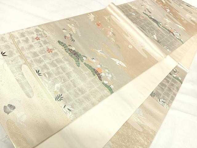 平和屋着物◎六通柄袋帯　唐織　作家物　永楽歌集　金銀糸　正絹　逸品　AABJ0577yx