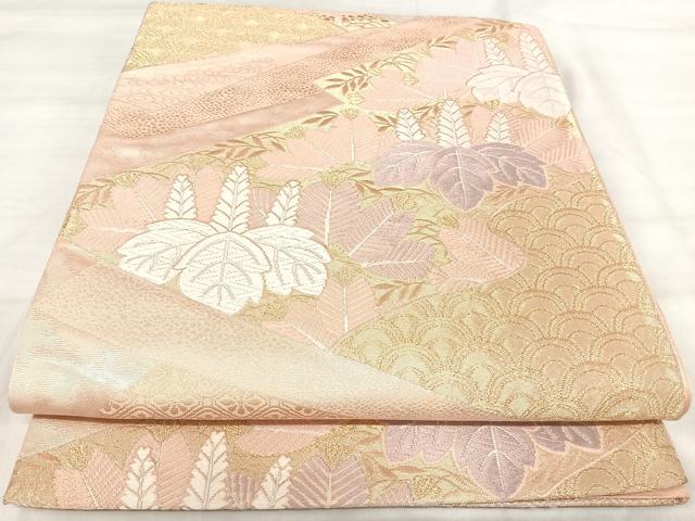 平和屋着物◎六通柄袋帯　唐織　桐文　金糸　正絹　逸品　AABJ0586yx