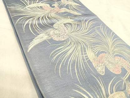 平和屋着物◎六通柄袋帯　唐織　鳳凰　銀糸　正絹　逸品　AABJ0638yx