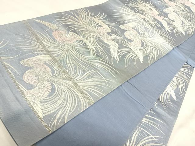 平和屋着物◎六通柄袋帯　唐織　鳳凰　銀糸　正絹　逸品　AABJ0638yx