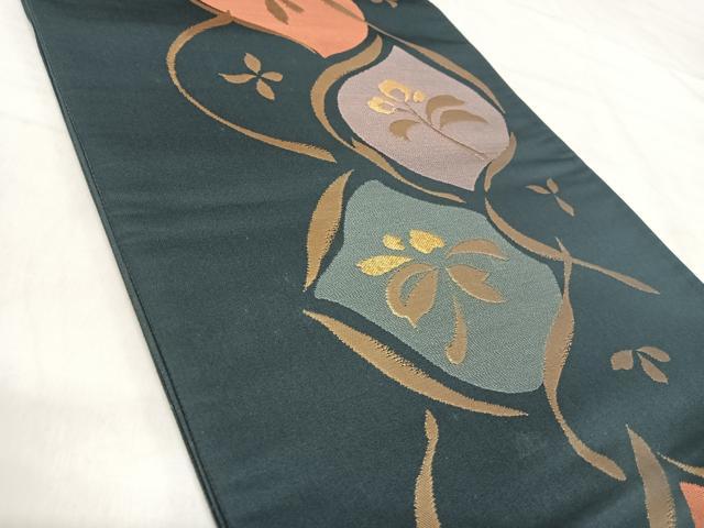 平和屋着物◎六通柄袋帯　舞花文　金糸　正絹　逸品　AABJ0639yx