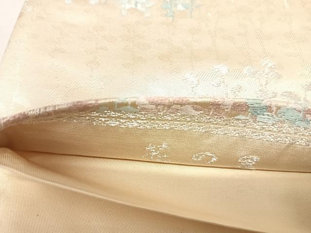 平和屋着物◎六通柄袋帯　唐織　花の里　銀糸　正絹　逸品　AABJ0640yx