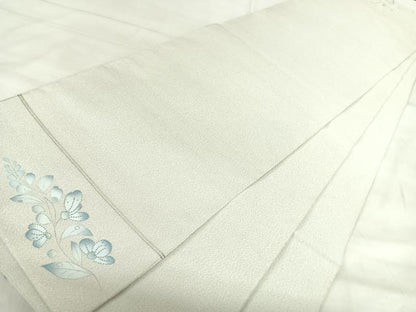 平和屋着物◎中国三大刺繍　相良刺繍　綴れ　太鼓柄袋帯　辻が花　地紙花鳥文　銀糸　正絹　逸品　AABJ0641yx