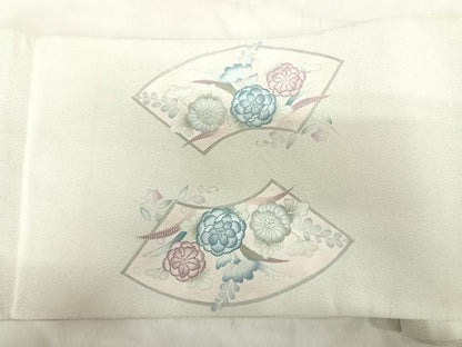 平和屋着物◎中国三大刺繍　相良刺繍　綴れ　太鼓柄袋帯　辻が花　地紙花鳥文　銀糸　正絹　逸品　AABJ0641yx