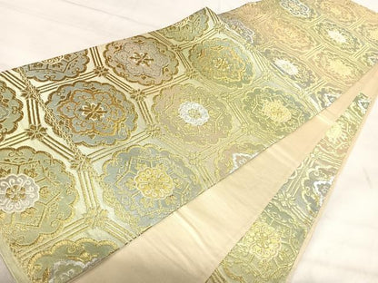 平和屋着物◎六通柄袋帯　飾花文　金銀糸　正絹　逸品　AABJ0647yx