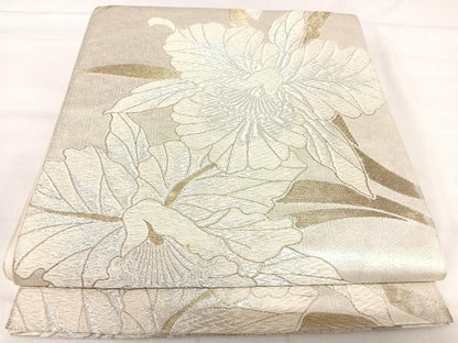 平和屋着物◎六通柄袋帯　花づくし　金銀糸　正絹　逸品　AABJ0648yx