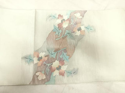 平和屋着物◎太鼓柄袋帯　すくい織り　道長花文　正絹　逸品　AABJ0649yx