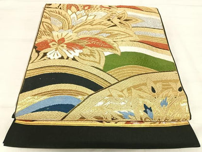 平和屋着物◎六通柄袋帯　唐織　更紗花文　金銀糸　正絹　逸品　AABJ0650yx