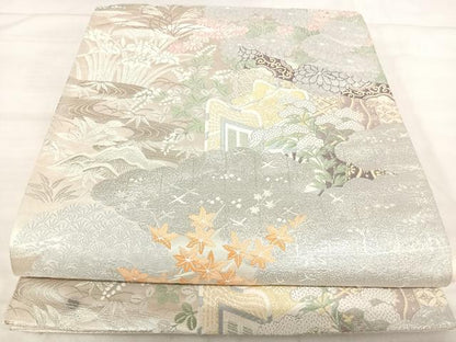平和屋着物◎六通柄袋帯　唐織　御所解紋様　金糸　正絹　逸品　AABJ0652yx